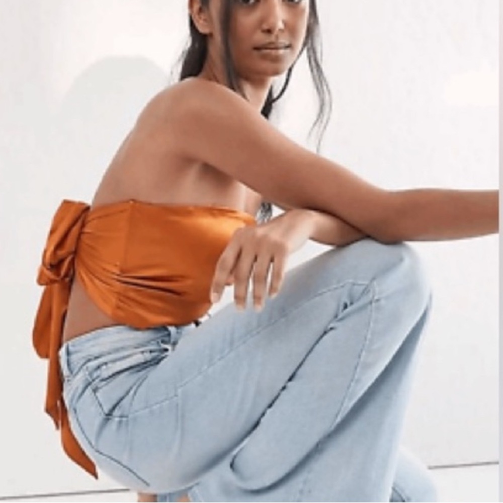 NWOT Free People satin strapless crop top